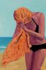 'Tangerine Towel', 60"x40" original oil painting | Oil And Acrylic Painting in Paintings by T.S. Harris aka Tracey Sylvester Harris. Item made of synthetic