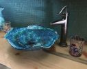 "Spiritual Faith" ~ Blown Glass Sink | Water Fixtures by White Elk's Visions in Glass - Glass Artisan, Marty White Elk Holmes & COO, Jo Pierce