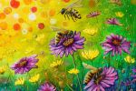 Honeybee’s Paradise Original Oil Painting | Oil And Acrylic Painting in Paintings by DaggArt. Item made of canvas compatible with contemporary style