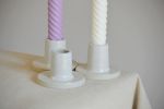 Candle Holder – White On Speckled – Made To Order | Decorative Objects by Elizabeth Bell Ceramics. Item composed of stoneware