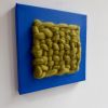 Mixed Media Weaving | Cobalt and Chartreause | Tapestry in Wall Hangings by Sarah Lawrence. Item composed of canvas and fiber in minimalism or mid century modern style