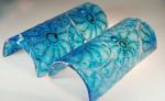 Turquoise Rondel Wall Sconces | Sconces by Rick Strini. STRINI ART GLASS. Item composed of glass