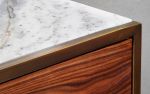 Hidden Console | Media Console in Storage by LAGU. Item made of wood with marble