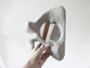 Unique wavy mirror. Paper mache wall mirror in natural grey. | Decorative Objects by Earlpicnic. Item made of glass & paper compatible with boho and contemporary style