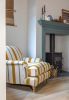 Vereda Handwoven Stripe Fabric | Linens & Bedding by Routes Interiors | Restaries at Paradise farm in Cox Common. Item composed of cotton compatible with boho and contemporary style