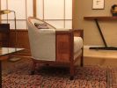 Club Chair with Ming Carving | Chairs by Brian Holcombe Woodworker. Item composed of wood & fabric
