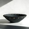 Low Wabi Sabi Bowl in Carbon Black Concrete and Brass | Decorative Bowl in Decorative Objects by Carolyn Powers Designs. Item composed of brass and concrete in minimalism or contemporary style