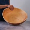 17" Handcrafted Wave Wooden Salad & Serving Bowl | Serveware by TerraKlay. Item made of wood works with contemporary & rustic style