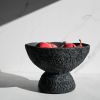 Sculptural Centerpiece Bowl in Textured Carbon Black Concret | Decorative Bowl in Decorative Objects by Carolyn Powers Designs. Item made of concrete works with minimalism & contemporary style