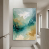 Ethereal Veil — Abstract Canvas Artwork in Teal | Prints in Paintings by Alpenglow Workshop. Item made of canvas works with contemporary & coastal style