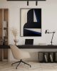 "Abstract Blue Graphic No. 2" - Midcentury Modern Painting | Oil And Acrylic Painting in Paintings by ART + ALCHEMY By Nicolette Atelier. Item made of wood with canvas works with minimalism & mid century modern style