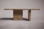 Rectangular Noche Travertine Marble Dining Table | Tables by HamamDecor LLC