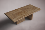 Rectangular Noche Travertine Marble Dining Table | Tables by HamamDecor LLC