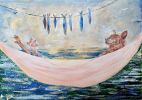 Meditación para atraer la abundancia | Oil And Acrylic Painting in Paintings by Elena Parau. Item made of paper works with minimalism & contemporary style