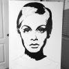 All Eyes On You 48"x36" Commissioned Twiggy Acrylic Painting | Oil And Acrylic Painting in Paintings by ShammyBuns Art (SBA) | A Look That Lasts in Orange. Item composed of synthetic