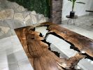 Clear Waterfall Resin River Table | Dining Table in Tables by Gül Natural Furniture. Item made of walnut with synthetic works with minimalism & mid century modern style