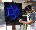 Blue Velvet | Wall Sculpture in Wall Hangings by Nickhartist. Item works with mid century modern & contemporary style