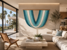 Fiber Art Ocean-Maree Aqua -Natural wall decoratiion | Macrame Wall Hanging in Wall Hangings by Olivia Fiber Art. Item made of wood & wool compatible with boho and contemporary style