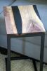 Black Epoxy Live edge walnut c table, industrial side table | End Table in Tables by Hazel Oak Farms | Amana Colonies in Amana. Item made of walnut & metal