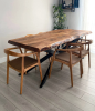 Live Edge Solid Walnut Dining Table with Metal Legs | Tables by The Industrial Furniture Ltd. Item made of walnut with metal works with contemporary & country & farmhouse style