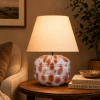 Hand-Blown Glass Table Lamp with Linen Shade | Lamps by SVITANOK by Artem Zakharchenko. Item composed of linen and glass in boho or minimalism style