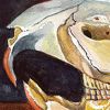 Beaver Skull, Winter Light In Handmade Burl Wood Frame | Mixed Media in Paintings by Catherine Twomey