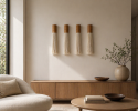 SET 4 BIG Wood Wall Art- Aztek I | Tapestry in Wall Hangings by Olivia Fiber Art. Item composed of bamboo and wool in boho or eclectic & maximalism style