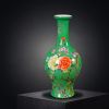 Hand-Painted Green Famille Rose Bird & Peony Porcelain Vase | Vases & Vessels by Dynasty Artisan. Item composed of ceramic in contemporary or eclectic & maximalism style