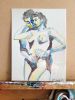 Dual Figure in Primary Colors, Watercolor | Drawing in Paintings by artKarolina. Item composed of paper compatible with contemporary style
