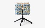 Papillonne Blue Kenzo Swivel Black Office Chair | Chairs by LAGU. Item made of fabric with aluminum