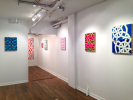 "Blue Cheer" Moroccan interlocking pattern in white and royal blue. Augustus Owsley Stanley III-inspired title | Oil And Acrylic Painting in Paintings by Margaret Lanzetta. Item made of wood with synthetic