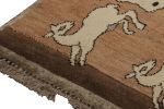1950s Vintage Persian Tribal Rug in Brown with Horse | Area Rug in Rugs by Rug and Kilim