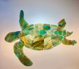 Honu - Hawaiian green sea turtle,  18"  x 23" | Sculptures by Rick Strini. STRINI ART GLASS | Private Residence in Paia. Item made of glass