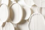 Art de la Table - Composition in white porcelain | Wall Sculpture in Wall Hangings by Studio DeSimoneWayland. Item made of birch wood with ceramic works with boho & contemporary style
