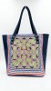 Sacred Geometry Luxury Tote bag: Hand-Woven Shipibo Heritage | Tiles by Sacred Andes Atelier. Item made of cotton with leather works with boho & minimalism style