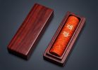 Premium Contemporary Cinnabar Inkstick Carved Cloud Art I | Sculptures by Dynasty Artisan. Item works with minimalism & japandi style
