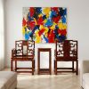 Legacy Imperial Taishi Armchair Trio Set with Kanji Carving | Chairs by Dynasty Artisan. Item made of wood works with contemporary & eclectic & maximalism style