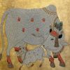 Surabhi Cow & Calf, The Hindu goddess of Abundance. Handmade | Embroidery in Wall Hangings by MagicSimSim