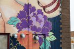 Japanese Figure Floral Mural: Exterior Cinder Block | Street Murals by JUURI. Item made of synthetic