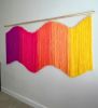 Golden Hour: Large Wavy Textured Boho Wall Hanging | Wall Sculpture in Wall Hangings by Cadence by Clarity Craft Studio. Item composed of wood and fiber in boho or contemporary style