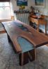 Walnut dining table with epoxy inlay | Tables by Abodeacious