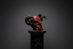 Hand-Carved Devil Mythology Mask Bust on Black Marble Base | Decorative Objects by Holzkunst Samuel Meisinger. Item made of wood works with art deco & rustic style