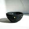 Large Treasure Bowl in Textured Black Concrete with Rivets | Decorative Bowl in Decorative Objects by Carolyn Powers Designs. Item composed of brass and concrete in minimalism or contemporary style