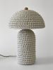 The Knitty Table Lamp in Cream | Lamps by Meg Morrison. Item composed of fabric and ceramic in minimalism or mid century modern style
