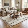 Handmade Wool Area Rug Moroccan Berber Rug, Cream Geometric | Rugs by Berber Luxe. Item made of wool compatible with boho and art deco style