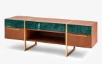 Famed Rainforest Marble TV Cabinet with Drawers | Media Console in Storage by LAGU. Item made of wood