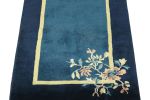 Vintage Chinese Deco style rug in Deep Blue, Gold & Pastel | Area Rug in Rugs by Rug and Kilim