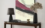Orchid & Black Abstract in Washi | Oil And Acrylic Painting in Paintings by Jan Sullivan Fowler. Item composed of paper and synthetic
