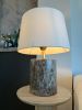 Handcrafted Dark Emperador Marble Cylinder Table Lamp | Lamps by AEGEAN MARBLE ARTISAN ATELIER. Item composed of marble in minimalism or contemporary style