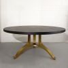 Carbon black brass tripod wishbone table | Dining Table in Tables by YJ Interiors. Item made of brass works with mid century modern & eclectic & maximalism style